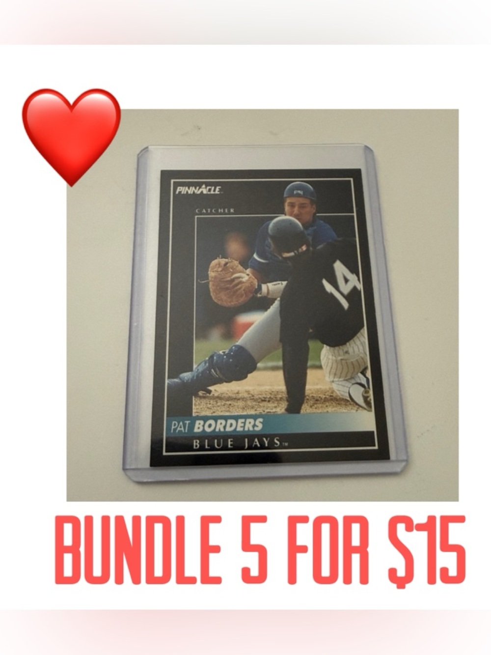 ❤️5 for $15❤️ 1992 Pinnacle Blue Jays Pat Borders Trading Card #421